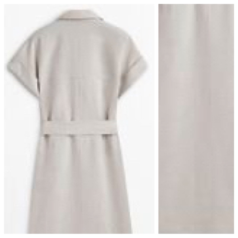 NWT. Massimo Dutti Beige Linen Blend Trench Coat Dress with Belt. Size L. - Picture 5 of 8